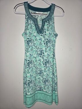 Market & Spruce Teal and Mint Floral Midi Dress
